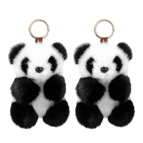 Pack de 2 Pendentifs Panda en Peluche Mignons - Décoration Sac et Porte-Clés Créatifs