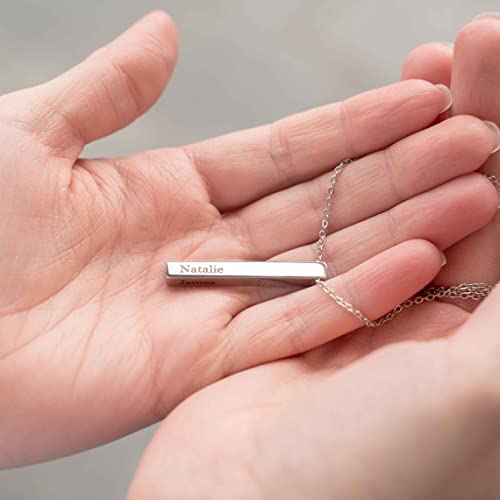 MeMoShe Custom Name Necklace Personalized 3D Engraved Bar 18K Gold Plated Customized Name Jewelry with Adjustable Chain Charm Birthday Gifts for Women Men3