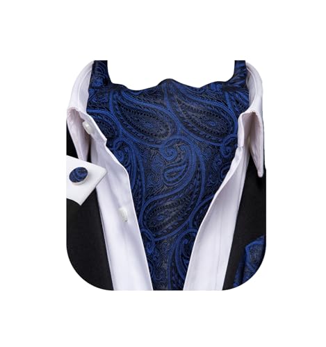 Image of Dubulle Paisley Floral Ascot for Men Self Tie Mens Cravat and Pocket Square Cufflinks Wedding