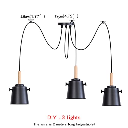 Lámparas Colgantes DIY Iluminación de Techo Regulable Madera y Metal 3
