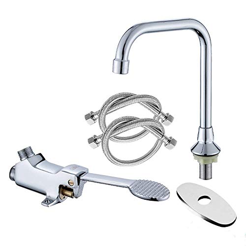 Robinet à pied mitigeur en cuivre avec 2 tuyaux pour évier et lavabo de cuisine