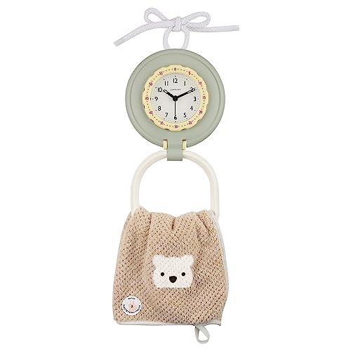 CLXEAST Waterproof Outdoor Indoor Table Clock for Kids' Bathroom,Modern Farmhouse Silent Decorative Small Mantel Desk Clock for Kitchen,Washroom,Pool,School,Laurel Green(White Rope Included)