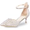 IDIFU Women's IN2 Candice Wedding Rhinestones Sequins Low Kitten Heels Pumps Dress Evening Shoes for Women Bridal Bride Gold 5 B(M) US