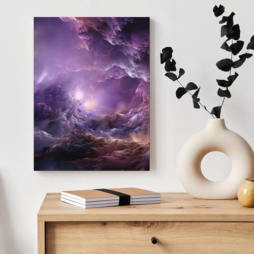 Toile murale galaxie violette avec cadre pour habiller un mur vide - 4