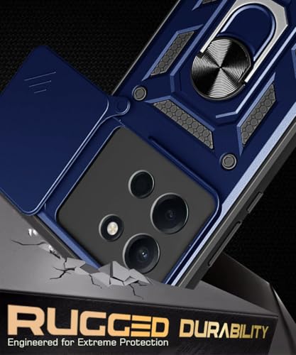Image of WOW IMAGINE Tough Armor Bumper Mobile Back Case for 1+ OnePlus Nord 6 5G | Sliding Camera Cover | Shock Proof 360 Protection | Hybrid PC + TPU | Ring Holder with Kickstand - Blue