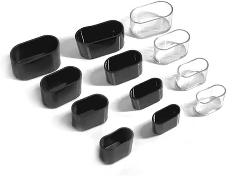 Clear Table Chair Leg Mat -10pcs Non-Slip Oval Table Chair Leg Caps Foot Protection Bottom Cover Pads Wood Floor Protectors (Color : Black+White, Size : 25X50MM)