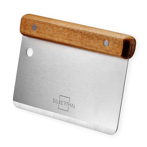 SILBERTHAL Teigkarte Edelstahl 16cm groß - Teigschaber für Brot, Pizza, Gemüse - Teigmesser zum einfachen Portionieren, Schneiden und Aufschaben