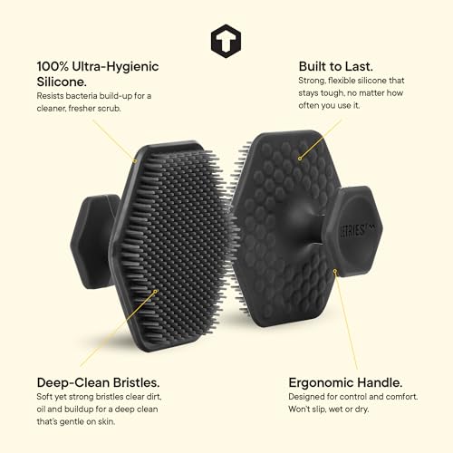 TOOLETRIES Men's Face Scrubber - Premium Silicone Facial Cleansing Brush, Gentle Exfoliator Pad & Soft-Touch Massager - Removes Dead & Dry Skin - Long Lasting Shower Accessories - Charcoal