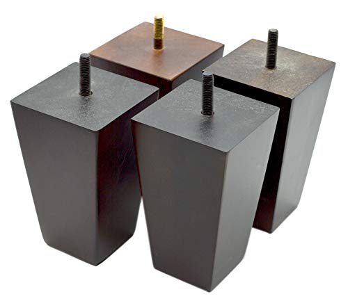 5 Inch Wood Furniture Legs Squared Tapered Finish, Set of 4. Great Sofa Legs with Mid-Century Modern Style, IKEA Conversion Kit Also Suitable for Coffee Table and Bed Legs. - Thumbnail 4