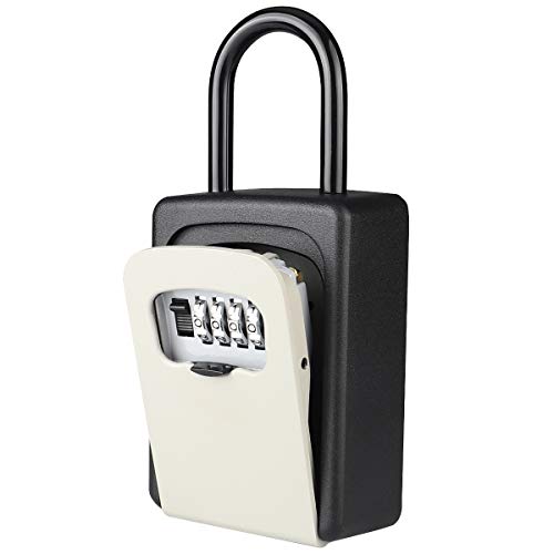 Master Key Lock Box with Code,4 Digit Combination Resettable Key Padlock Box,5 Key Capacity,Lock Box for Door Knob and Outside Wall Mount