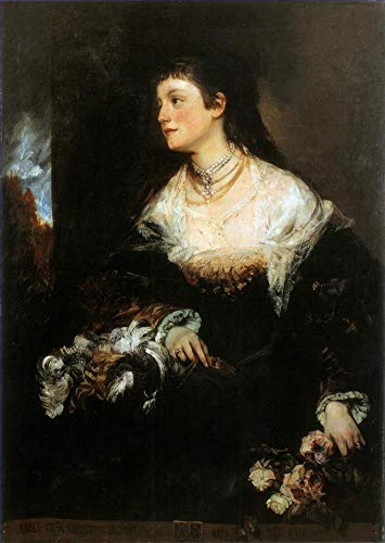Peinture à l'huile sur toile Hans Makart portrait de femme Adele Grafin Waldstein