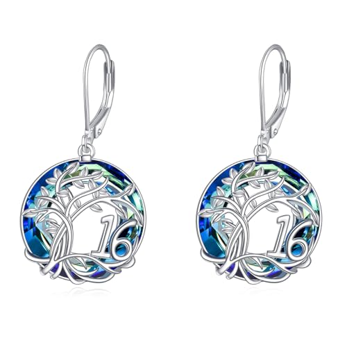 Boucles d'oreilles arbre de vie bleu pour vos soirées