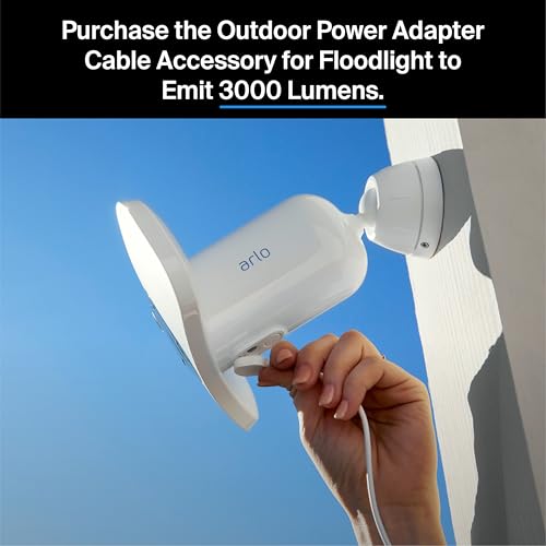 Image of Arlo Floodlight Security Camera + Extra Rechargeable Battery, Wireless Outdoor 2K No Wiring Pro 3, WiFi, Up to 3000 Lumens LED, Person & Vehicle Recognition, Package Detection, White