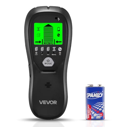 VEVOR Detector Electrónico de Vigas de Pared 5 en 1, con Sensor Inteligente, Pantalla LCD de Alta Definición y Alarma Sonora, Vigas Metálicas y Cables Eléctricos, Color Negro, 170 x 72 x 37 mm