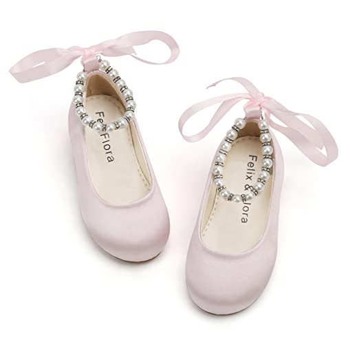 Image of Felix & Flora Girls Toddler Little Ballet Shoes - Flower Girls Mary Jane Flats Dress Shoes Party Wedding
