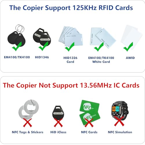 125kHz Handheld RFID Reader and Writer, Portable ID Card Copier Device for T5577/EM4305 Includes 6 Blank Key Fobs & 5 writable Cards for Duplicating Access Cards, Parking Permits(Battery Not Included) by Ytzord - Used condition - Image 5
