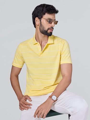 Image of XYXX Iinea Men's Stripe Cotton T-Shirt | Polo Collor Tshirts | Half Sleeves | Stripe-Slim Fit
