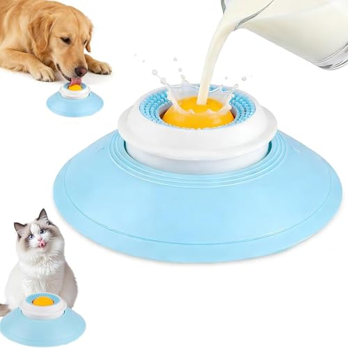 Futternapf Hund Katze, Hundenapf Schleckmatte Slow Food mit Schleckball, Leckmatte mit Saugnäpfen, Haustier Interaktives Spielzeug Geschenk, Futterausgabe für Gelangweilte Welpen Katzen