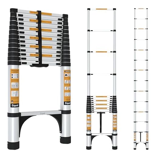 EQUAL Portable and Extension Aluminum 14 Steps Telescopic Ladder for Home and Industrial Use; (5.5 Meter/EN131 Certified) - Silver, 18 ft