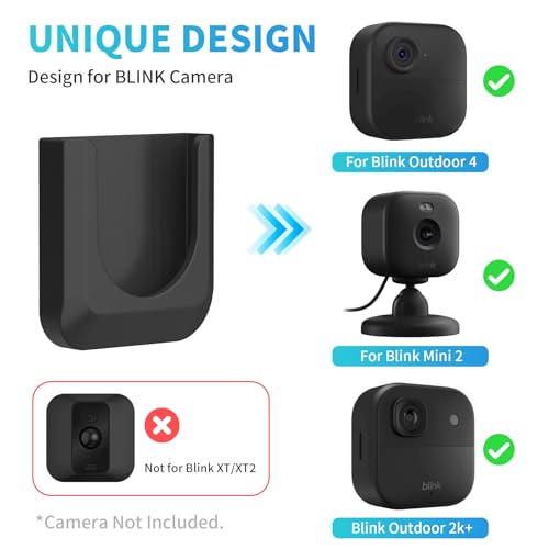 Image of Blink Camera No Drill Wall Mount Bracket for Blink Outdoor 4 / Outdoor 2K+ / Blink Mini 2 /Blink Indoor Camera,No Screw Adhesive Blink Camera Mount for Blink Indoor 3Pack (Camera Not Included) Black
