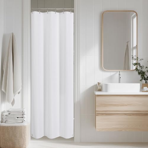 THAIGEE 2-in-1 Waterproof Fabric Shower Curtain - No Separate Liner Needed, Hotel-Style Waffle Weave, Effortless Cleaning & Washable Bathroom Shower Curtain Set,48Wx72H,White by THAIGEE - Used condition - Image 2