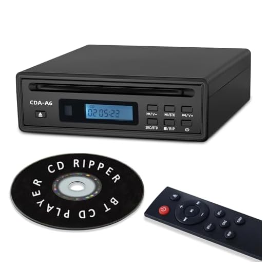 Portable Bluetooth CD Player for Home CD Ripper Hi-Fi Audio CD Player Desktop CD Players Optical and AUX Output，Lossless Sound Quality (Black)