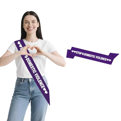 Domestic Violence Awareness Sash Purple Ribbon For Women Men Stop Domestic Violence Sashes Purple Ribbon Awareness Accessories Sash For Support Fundraising Campaign Public Activity School