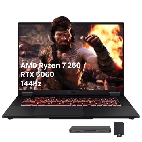 Image of ASUS TUF A18 18 inch WUXGA 144Hz Gaming Laptop, AMD Ryzen 7 260, GeForce RTX 5060 8GB GDDR7, 32GB DDR5, 2TB Storage(1TB SSD+1TB Docking Station), Backlit Keyboard, FHD IR Camera, Wi-Fi 6E, Win 11, Gray