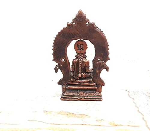 Image of Copper Idols India, 3 inches, Handmade Goddess Annapoorani Idol with Prabhavalli, 120 Grams, Patina Antique Finish, Pack of 1 Piece
