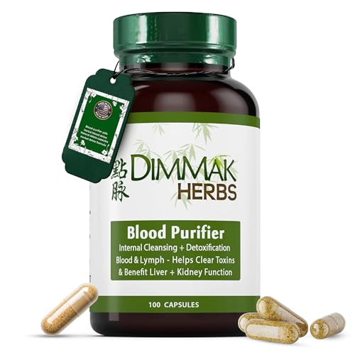 Dimmak Herbs Blood Purifier & Lymphatic Cleanse- Systemic Detox Supplement for Skin Liver & Immune Health- Organic Andrographis & Coptis Herbal Formula- Vegan Non-Laxative- 100 Capsules