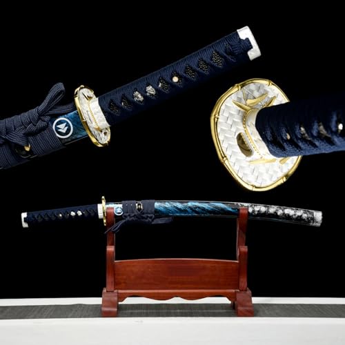 HJHUUA Bokken Hecho a Mano de 78cm,Katana wakizashi Japonesa de Madera,Espadas samuráis Cortas de Madera con Vaina