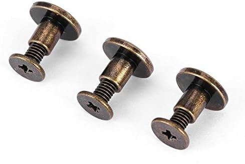 20Pcs Flat Leather Rivets Chicago Binding Screws Posts Assortment Kit for Scrapbook Photo Albums Leather Repair (6.5mm)