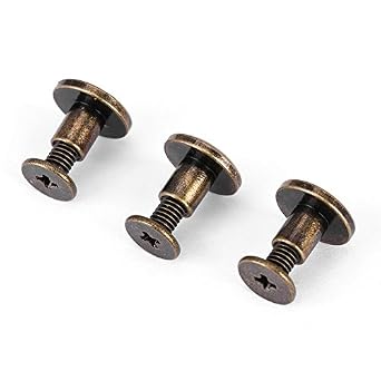 Hztyyier 20 Sets Chicago Screws Leather Rivets Kit, 6.5mm Brass Binding Posts with Assorted Screws for Leather Craft, Belt Bag Shoes Purse Repair, Photo Albums and Bookbinding