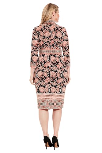 London Times Women's 3/4 Sleeve, Recut-3-4 SLV V-Neck Sheath Dress3