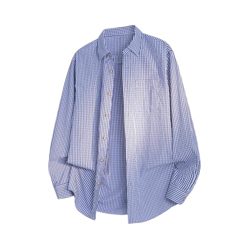 Men's Plaid Button Down Work Shirt Cotton Long Sleeve Dress Shirts Wrinkle Free Collared Casual Business Shirt