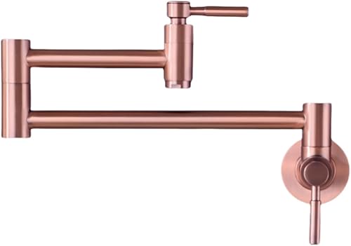 Llenador de ollas Grifo de cobre para cocina, relleno de olla de latón para montaje en pared, plegable, elástico, brazo oscilante, doble junta,