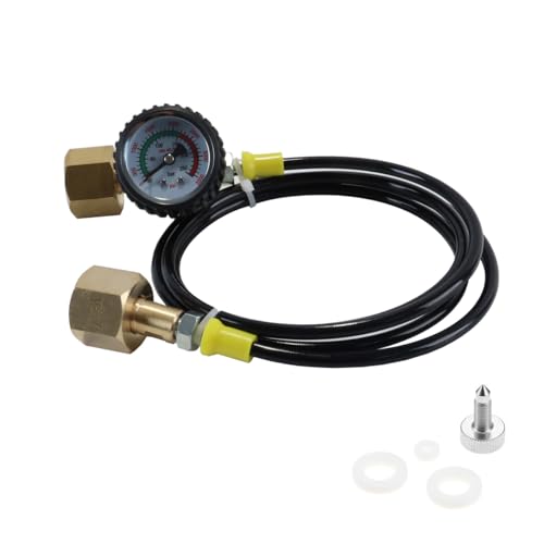 ACOLY Tuyau de transfert de CO2 de 1,5 m avec manomètre 3 000 PSI – 2 filetages W21,8-14, pour transfert de grande bouteille de CO2