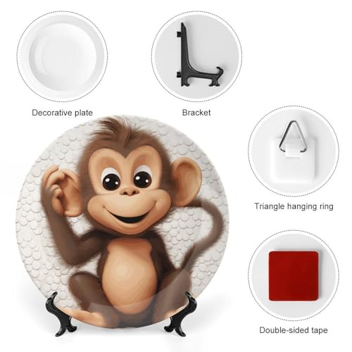 Plato decorativo Cute Monkey 6 pulgadas de cerámica miniatura 3