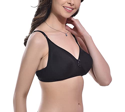 Image of FIMS - Fashion is my style Women Cotton Blend Non-Padded Bra Non-Wired Mould Seamless Cup Solid Bras Cup-B Pack of 1, Multicolor