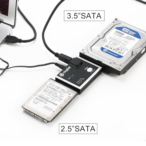 Cinolink USB 3.0 to Dual-SATA USB 3.0 Hard Drive Converter Adapter with Duplicator Dual-Bay Offline Clone Function for 2.5\"/3.5\" HDD SSD SATA (SATA I/II/III), Support 2 x 12TB and UASP
