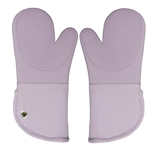 Professional Microwave Silicone Oven Mitts one Pair, Kitchen Mitten Set for Heat Resistant with 500 Degrees, Kitchen Gloves Pot Holder for BBQ Cooking Baking (Purple) by RED LMLDETA - Image 8