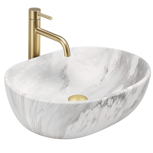Rea Amelia Ash Lavabo à poser, beige mat, design moderne, 48 x 34,5 x 13,5 cm