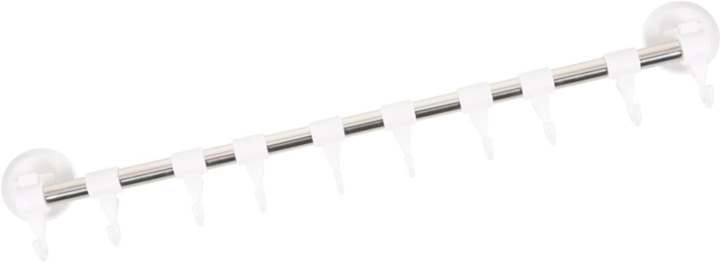 Baluue 2pcs Cup Towel Rack with Hooks Adjustable Towel Holder for Bathroom and Kitchen Heavy Duty Design Easy to Install Smooth Space-Saving