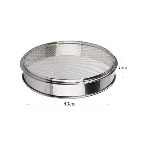 Tamiz de laboratorio de acero inoxidable de 40 cm, tamiz de harina de malla fina de precisión, colador redondo para hornear, pastelería, pruebas de laboratorio, herramienta de cocina duradera para