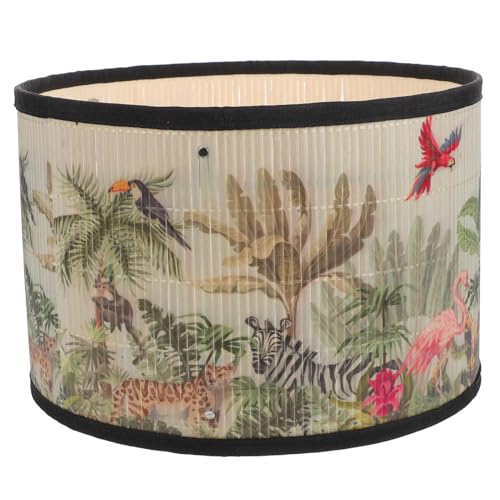 HORIALENCE 対応 竹製ランプシェード ヴィンテージプリント おしゃれで耐久性あるライトアクセサリー テーブル フロア 天井灯用 家用照明カバ