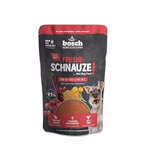Bosch Freshe Schnauze, Rind mit Hirse und Rote Bete 1 x 250 g, Schonend Dampfgegartes Nassfutter für Hunde, Vollwertiges Alleinfuttermittel mit hohem Fleischgehalt, 250 g Hundenassfutter
