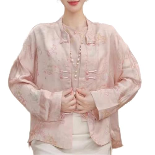 Chemise style chinois GUOYUXIAO blanche à manches longues pour femmes