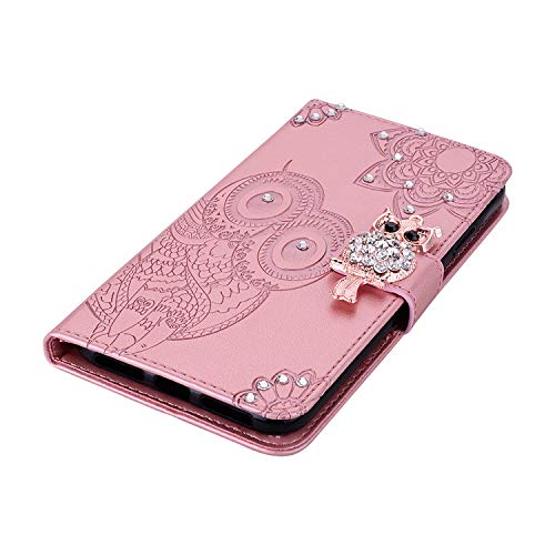 Bonitec Compatible With Iphone 12 Pro Max Wallet Case, Cute Cartoon Animal Owl Embossed Mandala Flower Carve Pu Leather Credit Card Slot Flip Cover Kickstand With Strap Magnet Clip Case #TOP6