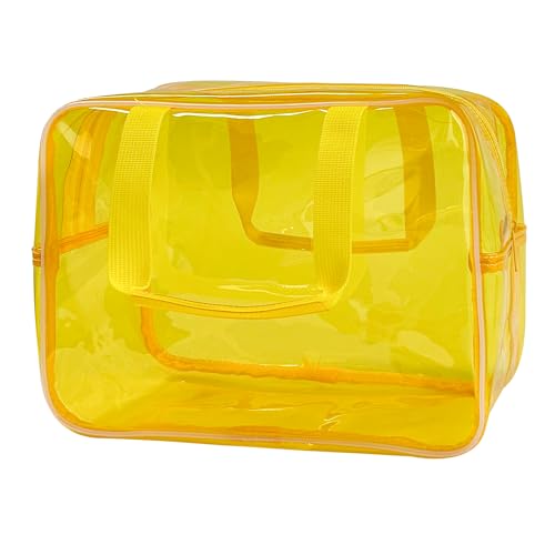 TotePrint PVC Clear Pure Color Transparent Large Zipper Cosmetic Pouch Travel Makeup Cosmetic Bag with Handle for Travel Bathroom Toiletry Organizer (A23014-101-7)