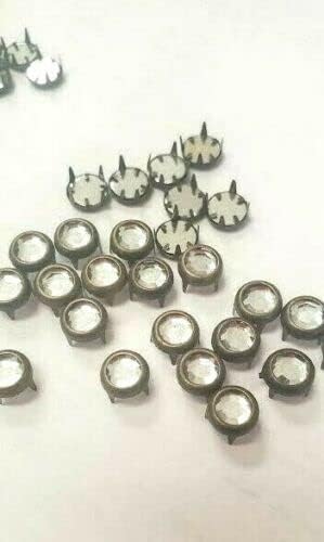 CraftbuddyUS 100pcs 7mm Brass Diamante Round Studs with Prongs